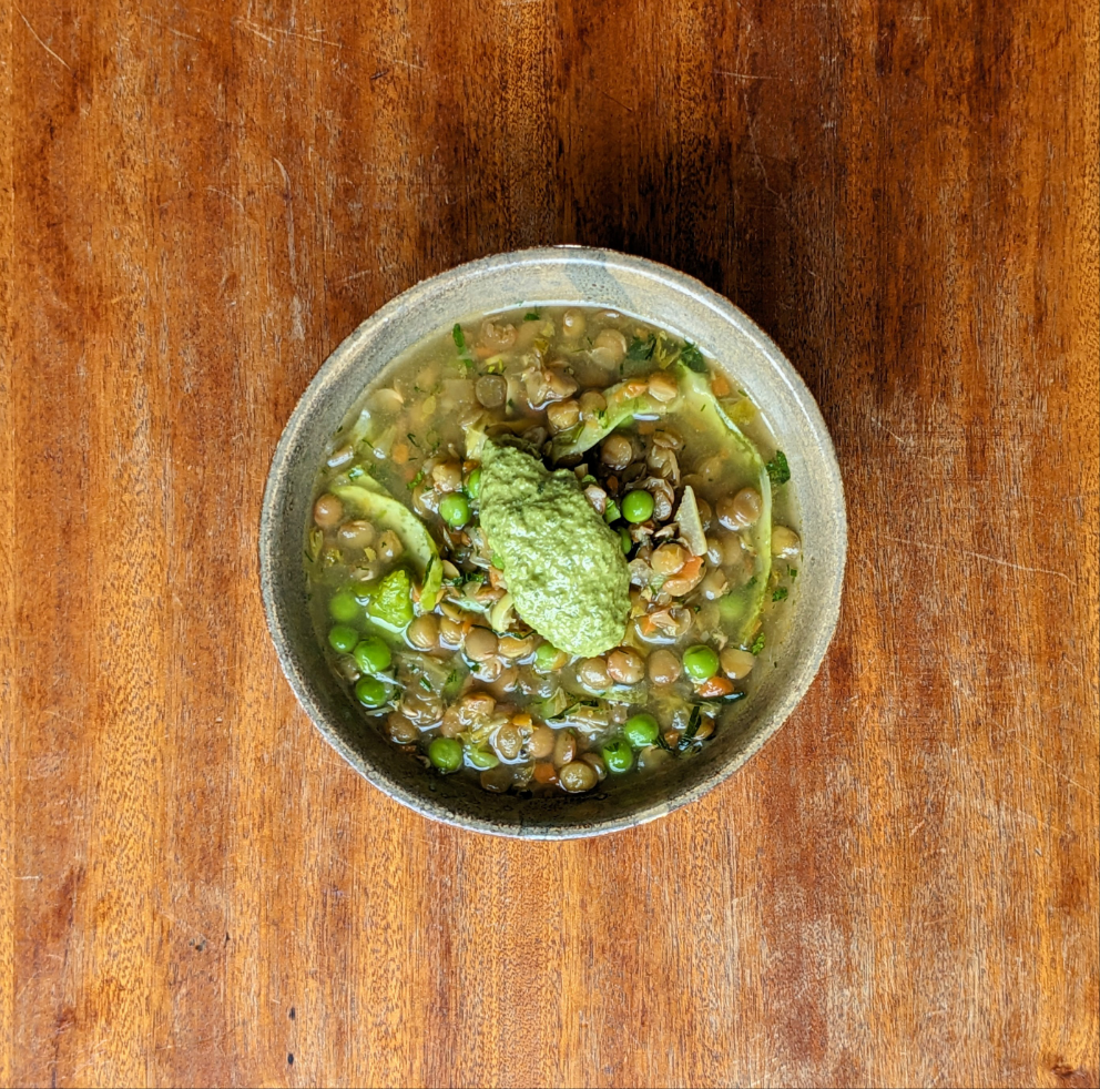 French Lentil Soup with Winter Greens